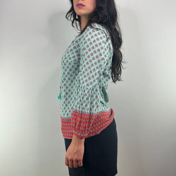 Boden Turquoise Floral Tunic Blouse - Picture 6 of 10